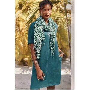 Pure Jill 100% Linen Aqua Blue Dress Sz L